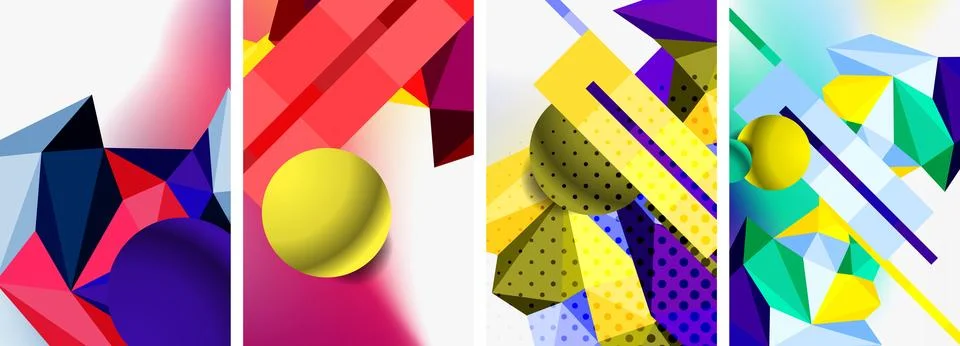 3d sphere and 3d low poly triangle design. Vector illustration For Wallpaper Stock Illustration