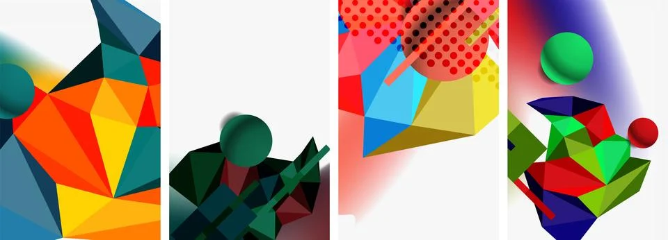 3d sphere and 3d low poly triangle design. Vector illustration For Wallpaper Illustrazione stock