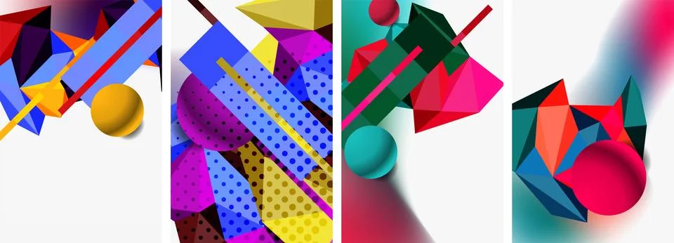 3d sphere and 3d low poly triangle design. Vector illustration For Wallpaper 스톡 일러스트