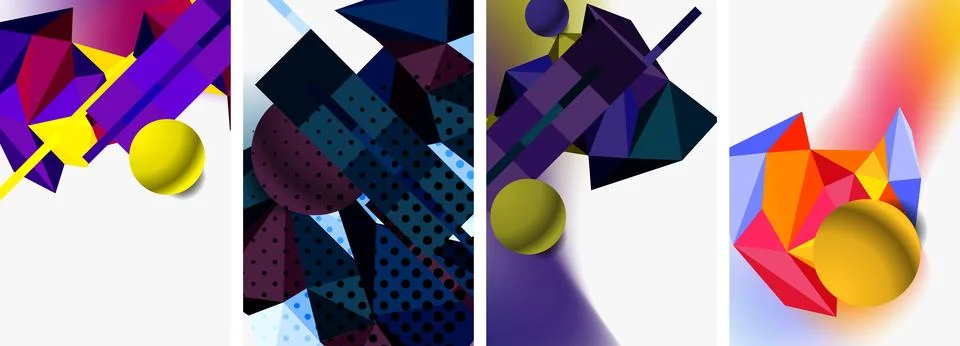 3d sphere and 3d low poly triangle design. Vector illustration For Wallpaper Stock Illustration