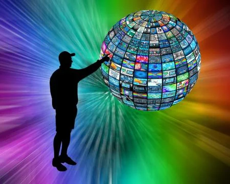 3d sphere and silhouette Illustrazione stock