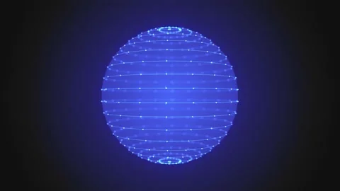 3d Sphere Box With Glowing Strokes Spinning Loop Stock Footage 150783749
