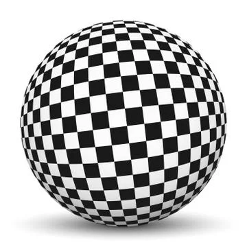 3D Sphere with Checkerboard Texture Pattern Stock Illustration