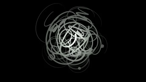 3D sphere of complex coil springs revolving in black space overlay Stock Footage 320382933