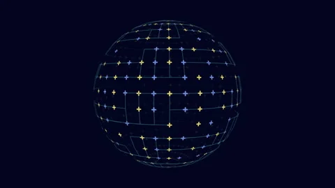 3d sphere constructed from network of dots in grid pattern Video stock 279583649