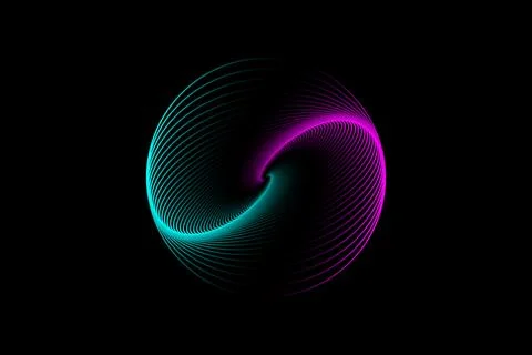3D sphere design, elegant logo glowing circle. Abstract neon tunnel. Twisted Stock Illustration