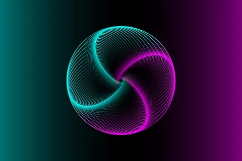 3D sphere design, elegant logo glowing circle. Abstract neon tunnel. Twisted Stock Illustration