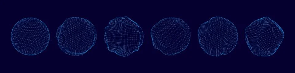3D sphere. Digital dot globe. Abstract global matrix wireframe or mesh particle Stock Illustration