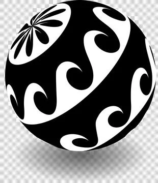 3D sphere is floating above transparent background, showing shadow and black Ilustração Stock