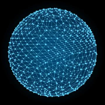 3d sphere. Global digital connections. Technology concept. Vecto Stock Illustration