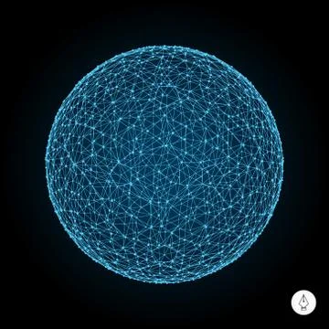 3d sphere. Global digital connections. Technology concept Stock Illustration
