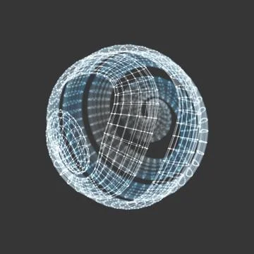 3D Sphere. Global Digital Connections. Technology Concept. Vector. Stock Illustration