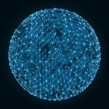 3d sphere. Global digital connections. Technology concept. 3d sphere. Glob... Stock Photos