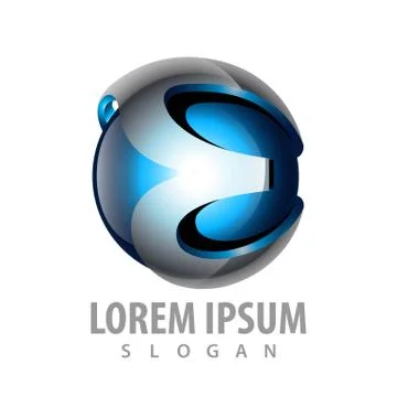 3D sphere initial letter E logo concept design. Symbol graphic template eleme Stock Illustration