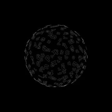 3d Sphere of letter. Vector outline illustration. Иллюстрация
