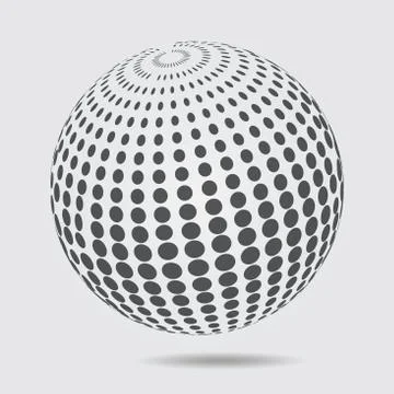 3D Sphere logo halftone pattern. Circle dotted design element isolated on whi イラスト素材