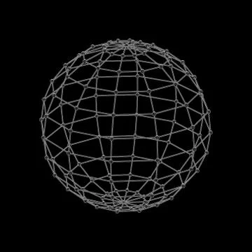 3D Sphere. Molecular lattice. Abstract Globe. Vector outline illustration. Иллюстрация