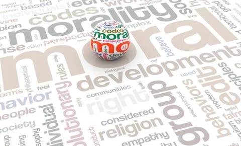 3d sphere on moral wordcloud Stock Illustration