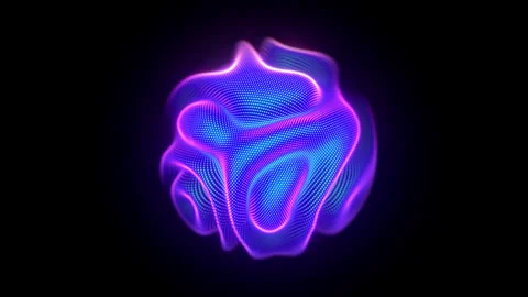 3D sphere with moving waving pixelated surface on black background Stock Footage 255427809