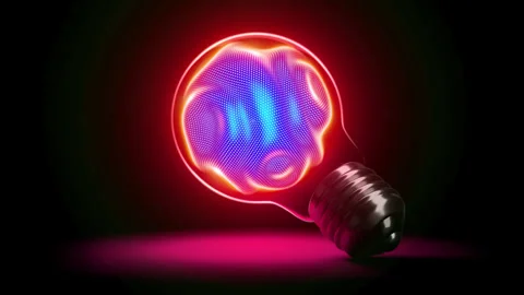 3D sphere with moving waving pixelated surface inside the light bulb Stock Footage 259216449