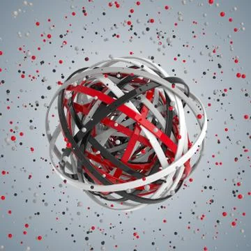 3d sphere of multicolored rings in cloud from multicolored drops Illustrazione stock