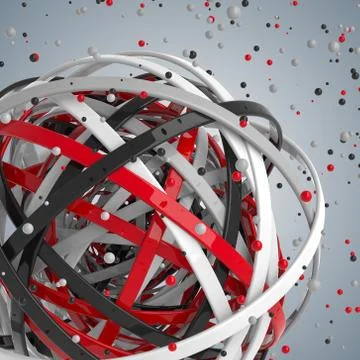 3d sphere of multicolored rings in cloud from multicolored drops Illustrazione stock