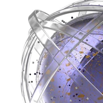 3d sphere of multicolored rings in cloud from multicolored drops Illustrazione stock