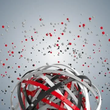 3d sphere of multicolored rings in cloud from multicolored drops Illustrazione stock