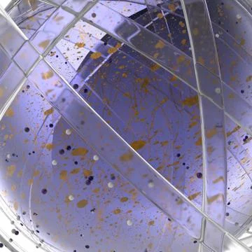 3d sphere of multicolored rings in cloud from multicolored drops Illustrazione stock
