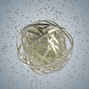 3d sphere of multicolored rings in cloud from multicolored drops Illustrazione stock