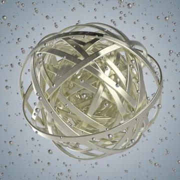 3d sphere of multicolored rings in cloud from multicolored drops Illustrazione stock