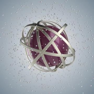 3d sphere of multicolored rings in cloud from multicolored drops Illustrazione stock