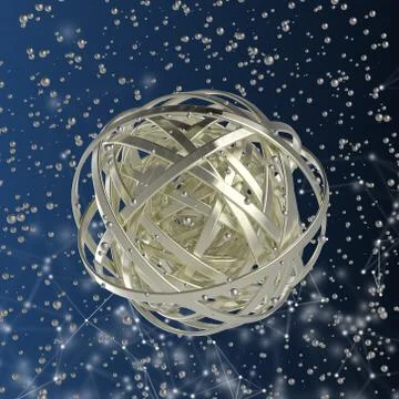 3d sphere of multicolored rings in cloud from multicolored drops Illustrazione stock