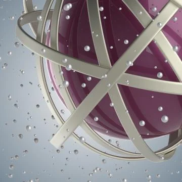 3d sphere of multicolored rings in cloud from multicolored drops Illustrazione stock