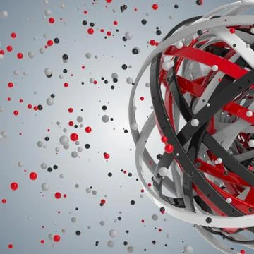 3d sphere of multicolored rings in cloud from multicolored drops Illustrazione stock