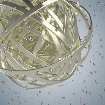 3d sphere of multicolored rings in cloud from multicolored drops Illustrazione stock