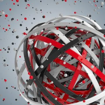 3d sphere of multicolored rings in cloud from multicolored drops Illustrazione stock