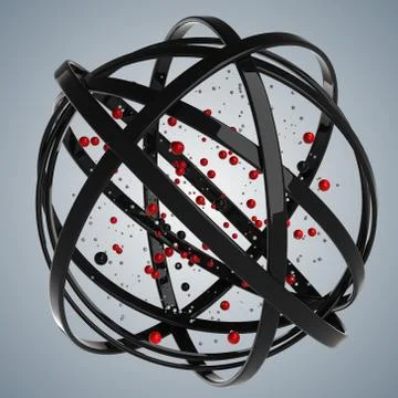 3d sphere of multicolored rings in cloud from multicolored drops Illustrazione stock