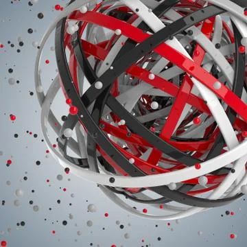 3d sphere of multicolored rings in cloud from multicolored drops Illustrazione stock