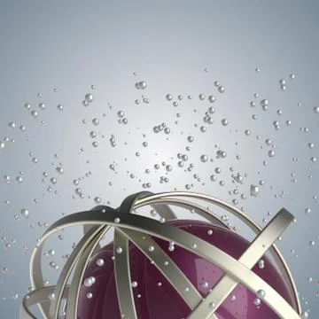 3d sphere of multicolored rings in cloud from multicolored drops Illustrazione stock