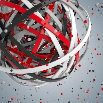 3d sphere of multicolored rings in cloud from multicolored drops Illustrazione stock