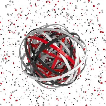 3d sphere of multicolored rings in cloud from multicolored drops Illustrazione stock