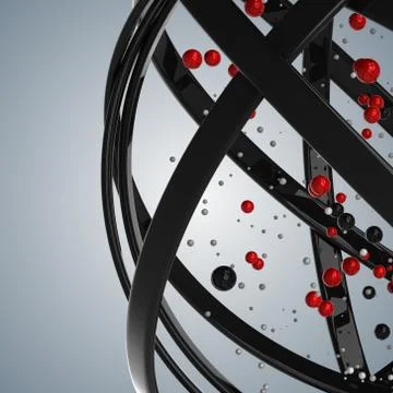 3d sphere of multicolored rings in cloud from multicolored drops Illustrazione stock
