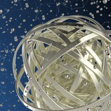 3d sphere of multicolored rings in cloud from multicolored drops Illustrazione stock