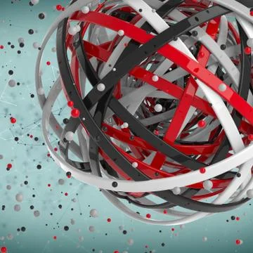 3d sphere of multicolored rings in cloud from multicolored drops Illustrazione stock