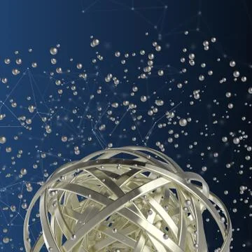 3d sphere of multicolored rings in cloud from multicolored drops Illustrazione stock