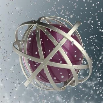 3d sphere of multicolored rings in cloud from multicolored drops Illustrazione stock