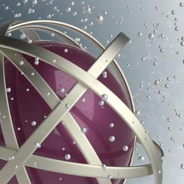 3d sphere of multicolored rings in cloud from multicolored drops Illustrazione stock