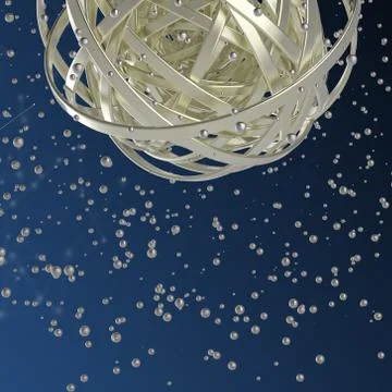 3d sphere of multicolored rings in cloud from multicolored drops Illustrazione stock