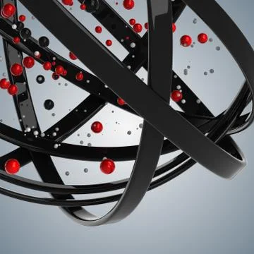 3d sphere of multicolored rings in cloud from multicolored drops Illustrazione stock